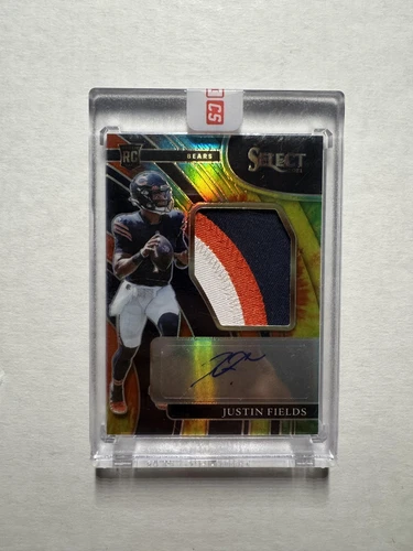2021 Panini Select Justin Fields Jumbo Rookie Patch Auto Tie-Dye Prizm RPA /25