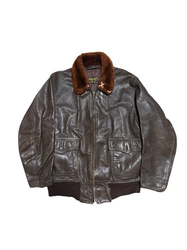 50s 60s USN Navy G-A Leather Flight Bomber Jacket Intermediate Monarch MFG VTG