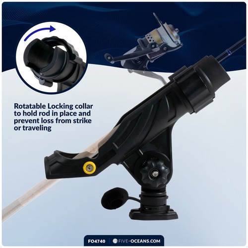 Fishing Rod Holder, with Sealed Deck Mount Base, Black High-Impact Nylon X-Large - Picture 6 of 8