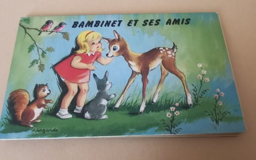 Mini Buch Pop Up 3D Relief Jeanne Lagarde " Bambinet et ses Amis " Hemma 1976