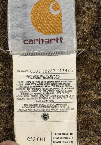 Vtg Carhartt Western Work Jacket C52 Blanket Lined Ranch Barn Coat Brown Men’s L - Picture 9 of 11