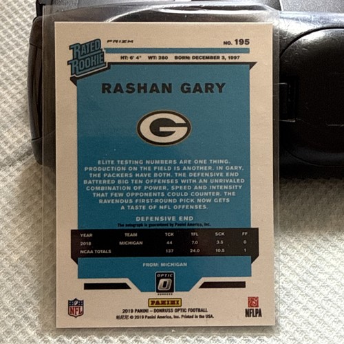 Panini Donruss Optic Rated Rookie Bronze Holo Prizm 2019 automático SP Rashan Gary (GB - Imagen 3 de 4