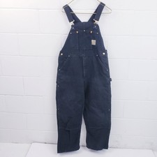 Carhartt R02 BLK Overalls Mens 36x30 Black Bib Double Knee Insulated