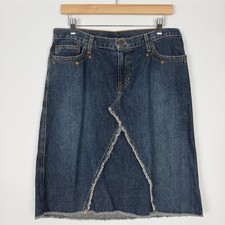 Abercrombie Fitch Denim Pencil Skirt Blue Size 6 Y2K Raw Hem