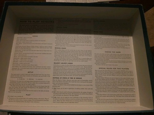 Vintage 1968 Acquire Board Game 3M Bookshelf Complete High Finance Stock Hotels - Picture 8 of 11