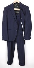 Suitsupply La Spalla Men's Suit UK40R Blue Slim Wool S130s 3-Piece Tuxedo