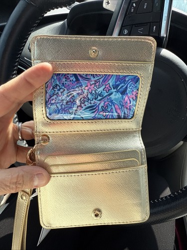 Lilly Pulitzer Snap Kartenetui Lizenz ID Kreditkarte Shells N Bells Blau Gold - Bild 6 von 8