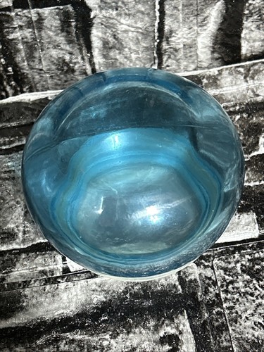 9” Vintage Belgium Belgian Blue Glass Apothecary Jar MCM Bubble Top Canister - Picture 6 of 13