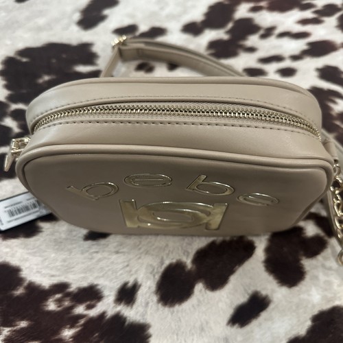 BEBE Beige Shoulder Bag Small Gold Color Hardware Accents New With Tags - Afbeelding 5 van 8