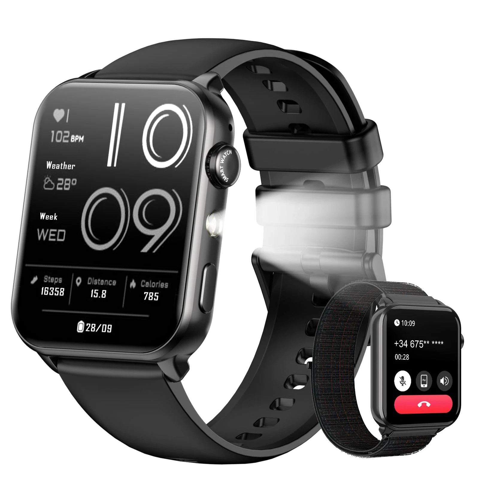 Baolubao Smart Watch for Men Women 1.91 HD Waterproof Fitness Watches with LED