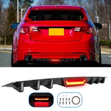 For Acura TSX 2004 2014 Rear Bumper Diffuser Spoiler w LED Tail Brake Stop Light