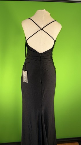 LeFemme: 28206 Thin Strap Vneck Classic Long Jersey Dress - Picture 8 of 10