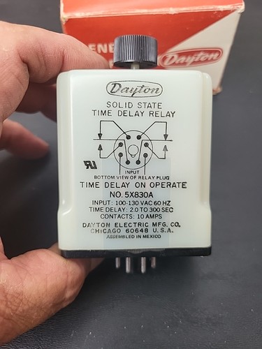 Dayton 5X830a Solid State Time Delay Relay - On Delay - 2.0 300 Sec NEW - Picture 4 of 13