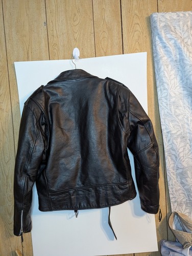 VTG Wilsons Classic Black Leather Motorcycle Moto Biker Riding Jacket Men's XL - Picture 7 of 18