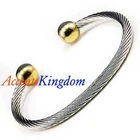 ACCENTS KINGDOM MAGNETIC STAINLESS STEEL CABLE GOLD BALL GOLF BRACELET