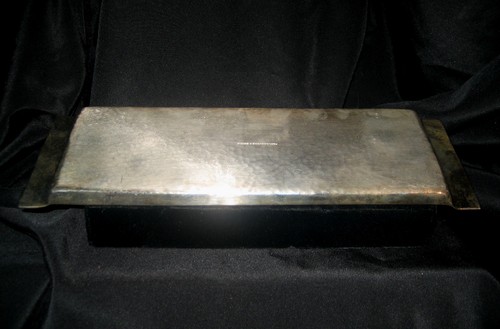 Paola Navone X for Egizia Silverplated 13-1/2" x 4-3/8 x 5/8" Hammered Tray - Picture 2 of 10