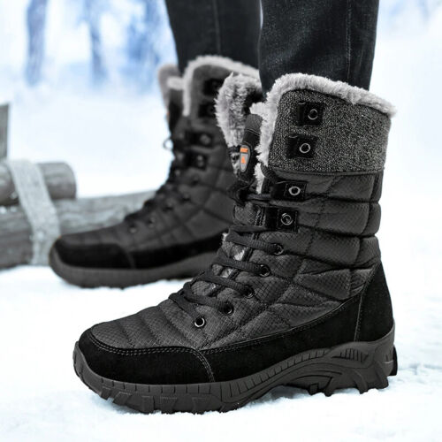 Men's Winter Warm Snow Boots High Top Hiking Boots Waterproof Outdoor Sneakers - Picture 5 of 25