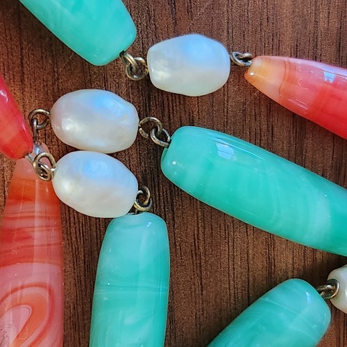 Collar vintage de cuentas de vidrio colorido - Imagen 9 de 13