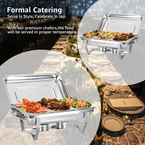 Chafing Dish Buffet Set, 8-teiliges Chafing Dish Set mit klappbarem Rahmen für Partys - Bild 4 von 7