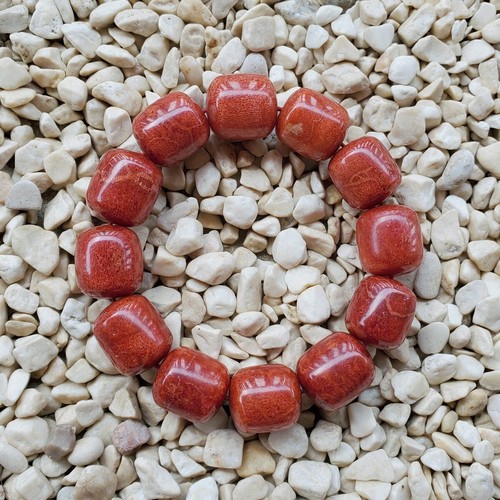 17 MM Genuine Indonesian Red Coral Bracelet 12 Beads #19 - Picture 3 of 5