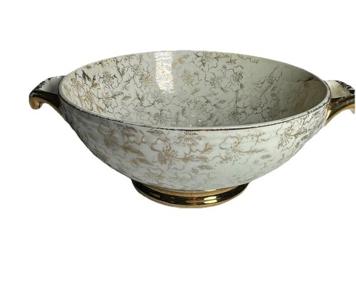 Georgian Eggshell 22K Gold Nautilus Homer Laughlin Floral Bowl Dish G49N5 - Picture 1 of 11