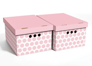 2pc Decorative Storage Boxes Home Office Box Organiser Large Pink