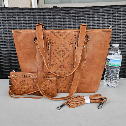 American Bling Concealed Carry Purse & Wallet Embroidery Aztec Western Bag Brown - Picture 2 of 14