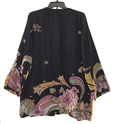 Giacca di velluto multicolore nuova con etichette Johnny Was Jade Andy nera floreale floreale reg $505 - Foto 3 di 3