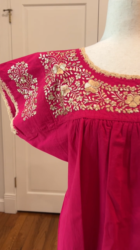 Sandra Blouse From San Antonino Oaxaca mexico. Artisan Top, Boho, short sleeve. - Video 1 of 1