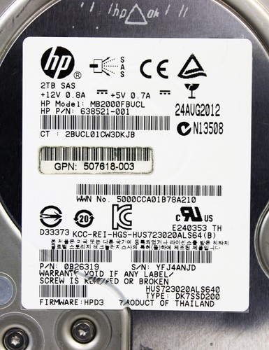 Hitachi HP Ultrastar HUS723020ALS640 2TB 7200 RPM 6Gb/s 3.5" SAS Hard Drive - Picture 4 of 16