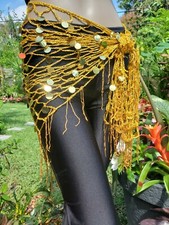 Egyptian Bellydance Belly Dance Bellydancing Yellow Hip scarf beaded no coin 964