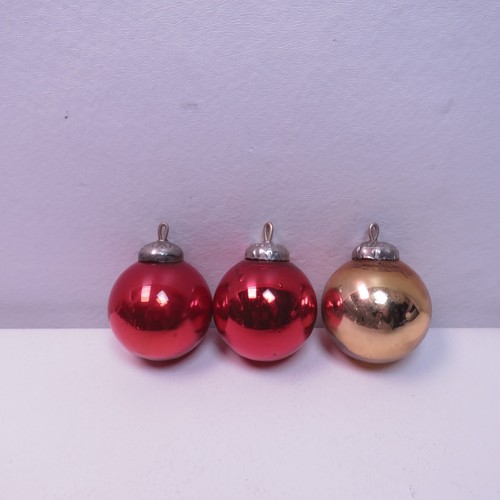Set of 3 KUGLE Style Mercury Glass Christmas Ornaments