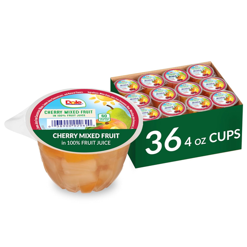 Dole Fruit Bowls No Sugar Added Snacks, Cherry Mixed Fruit 4Oz 24 Cups, Gluten & - Picture 7 of 17