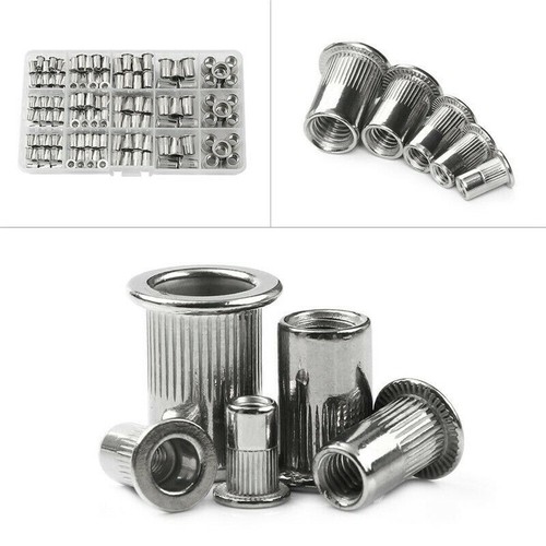 150Pcs Rivet Nuts Stainless Steel Threaded Insert Nut Nutsert Rivnuts Flat Head - Picture 5 of 12
