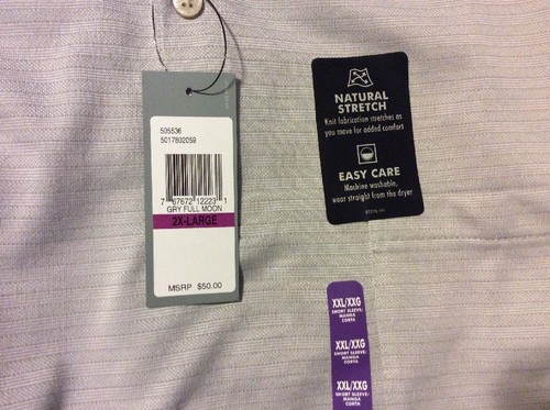 NEW Mens Polo Shirt XXL/2X Striped Top Collar Cotton Knit Dress Casual Gray $50 - Imagen 11 de 11