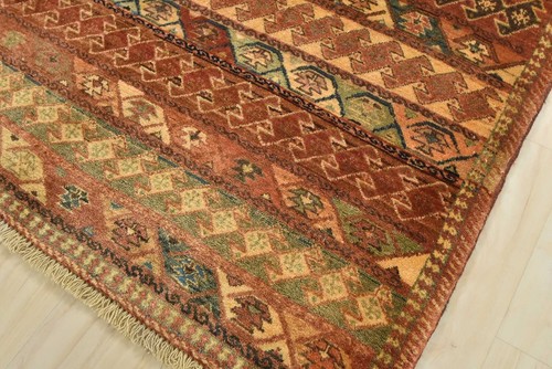 Vintage Gabbeh Rug 4'4'' x 6'3'' Multicolor Wool Hand-Knotted Oriental Carpet - Picture 4 of 14
