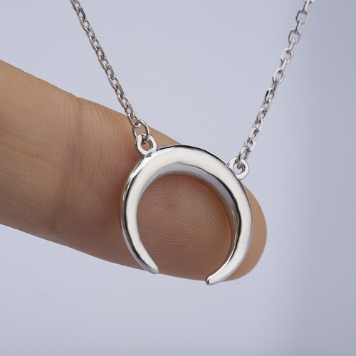 Sterling 925 Sliver Choker Moon Pendent Necklace - Picture 4 of 8