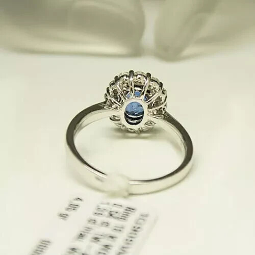 1.85 Ct Natural Sapphire & Diamond Wedding Ring 14K Solid White Gold - Picture 5 of 10