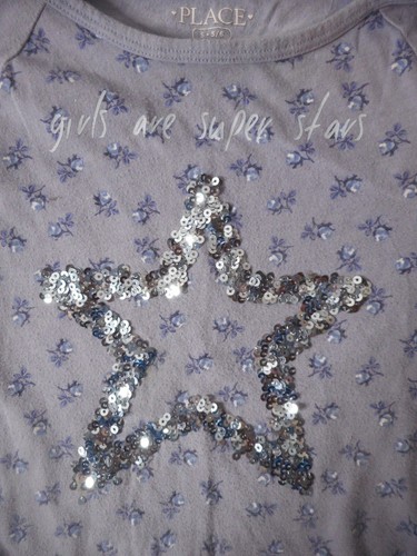 Lot 2 Girls Sz 5 GapKids 1969 Jeans Children Place Top Glitter Star Long Sleeve - Picture 8 of 13