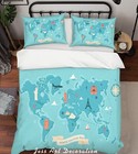 3D Architecture World Map Quilt Cover Set Bedding Sets Pillowcases Queen