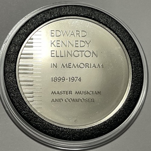 Moneta argento sterling rara prova Edward Kennedy Duke Ellington musicista arte rotonda - Foto 16 di 17