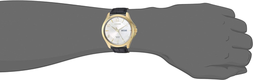 Citizen Quarz Herrenuhr, Edelstahl mit Lederarmband schwarz Modell BF2003- - Bild 4 von 12