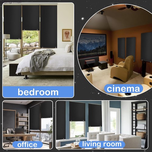 100% Blackout Roller Shades Travel Window Curtains Cordless Door Blind 36*72inch - Picture 15 of 17