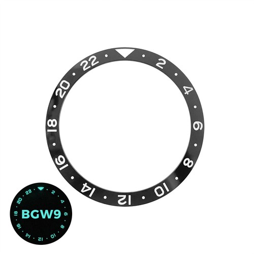 38 mm GMT SKX007 Mod Bisel de Cerámica Plano Inserto Doble Tiempo 24H Negro BGW9 C3 Lume - Imagen 4 de 4