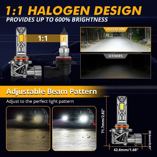 AUXBEAM 28000LM LED Headlight Bulbs 9005 High H11 Low Beam 6500K 1:1 Plug&Play - Picture 5 of 15