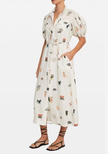 Vestido Camisa ALEMAIS Talla 8 AUS 4 US Hera Midi Lino Nuevo con Etiquetas - Imagen 17 de 17