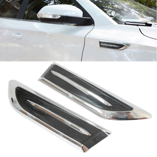 2 pz adesivi decorazione parafango flusso d'aria cromato auto sfiato laterale accessori auto - Foto 1 di 16