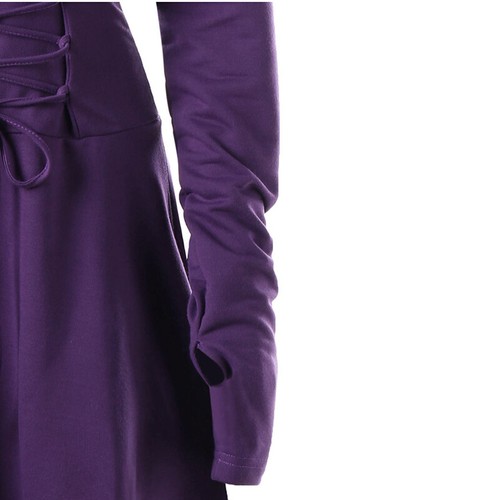 Womens Gothic Punk Cosplay Hooded Cloak Cape Coats Witch Swing Dress Costume - Picture 12 of 17