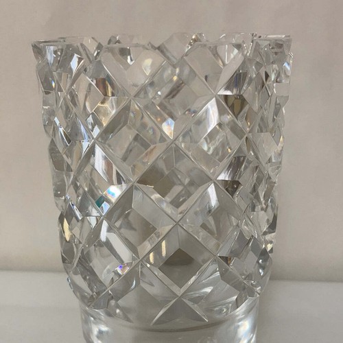 VASO di fiori trasparente cristallo pesante 8" taglio diamante decorazione - Foto 3 di 5