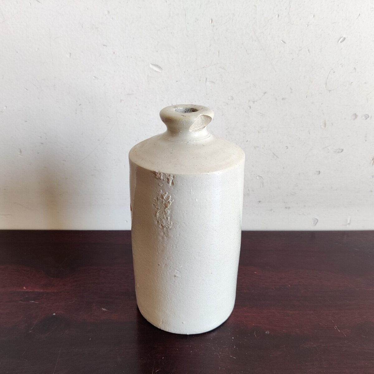 1930s Vintage Ceramic White Painted Stoneware Ink Bottle Old